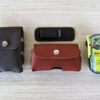 Leather Phone Pouches Vertical And Horizontal Styles Plus Military Holster Clip Front View